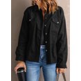 thumbnail image 3 of ABPHQTO Chaqueta de mujer de pana negra con bolsillo abotonada, 3 of 5