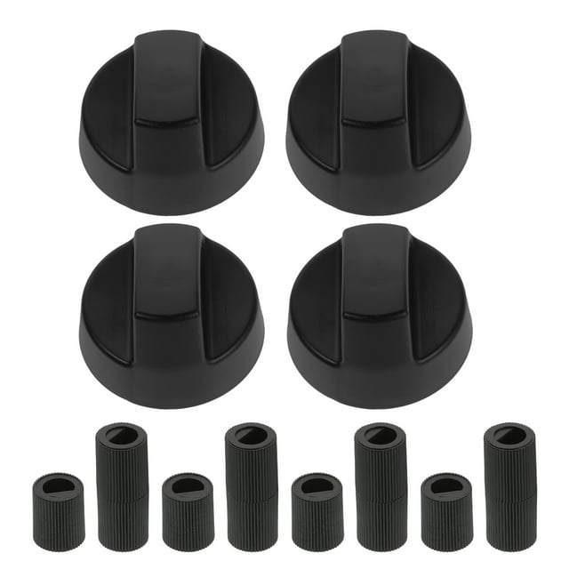 SHISUYAN 4 Pack Universal Control Knobs Replacement With 12 Adapters Range Knob Kit Stove Knob Compatible With Electric Gas Stove Ranges Black