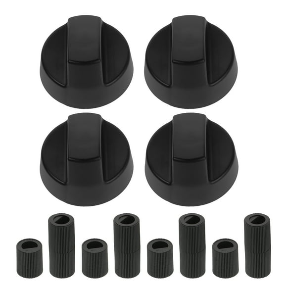 SHISUYAN 4 Pack Universal Control Knobs Replacement With 12 Adapters Range Knob Kit Stove Knob Compatible With Electric Gas Stove Ranges Black