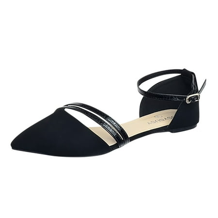 

GNEIKDEING Women s Ladies Flat Causal Shoes Singles Pointed Lazy Shoes Work Shoes Gift on Clearance