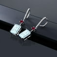 thumbnail image 4 of Gem Stone King 19.50 Ct Emerald Cut Sky Blue Topaz Red Created Ruby 925 Silver Dangle Earrings, 4 of 4