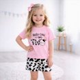 thumbnail image 4 of KPOPLK Kids Toddler Girls Clothes Infant Shorts Outfit Sets 2 Piece Casual Cow Print Short Sleeve Round Neck Top Shirt 2nd Birthday Outfit(7 Years,Red), 4 of 8