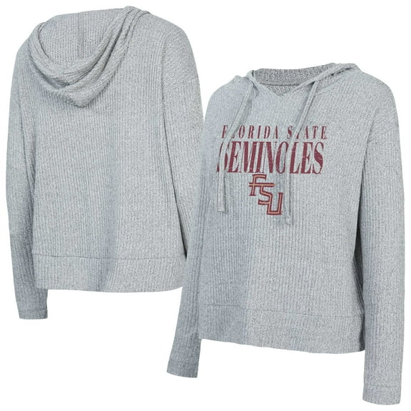 Women's Concepts Sport Heather Gray Florida State Seminoles Juniper Soft Modest Cropped Long Sleeve Hoodie Top