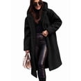 thumbnail image 2 of Women'S Winter Casual Single Button Hooded Long Coat Wool Blend Trench Style Outerwear Jacket, 2 of 7