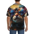 thumbnail image 3 of Sikiie Cool Cat With Sunglasses Men's Cuban Shirt, Hawaiian Shirts, Business Casual Button Down Shirts, Short Sleeve Shirt-X-Large, 3 of 5