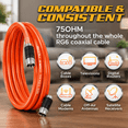 Internet Cable Tv 100FT Orange RG6 Triple Shielded Coaxial Cable Extender for TV Internet ...