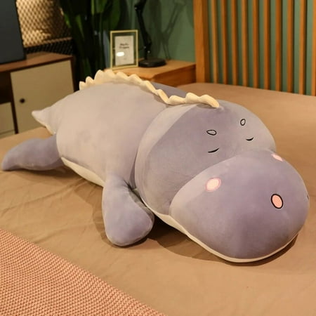 60-120CM Stuffed Fluffy Cartoon Dinosaur Doll Girlfriend Sleeping Pillow Giant Cute Crocodile Plush Toy Baby Kids Birthday Gift 100cm purple