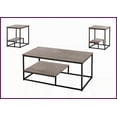 thumbnail image 3 of 3-Piece Coffee & End Table Set, Brown Laminate Black Metal, Space-Saving Contemporary Living Room Furniture with Storage, 3 of 5