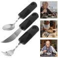 thumbnail image 1 of UPOUART Portable Anti-shaking Tableware Set with Anti-slip Handles for Elderly Adults Black, 1 of 8