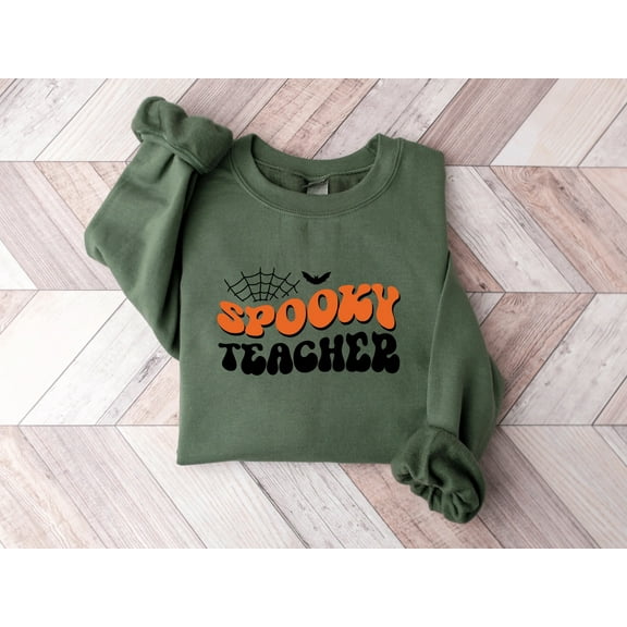 Spooky Teacher Spider Bat Halloween Sweatshirt