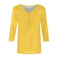 thumbnail image 4 of Yellow Women's Long Sleeve T-shirt, Women'S Casual 3/4 Sleeve T Shirts 2025 V Neck Tunic Tops Cute Tees Blouses Loose Fit Business Work Tee Top,Women's Long sleeve T-shirt XL, 4 of 5