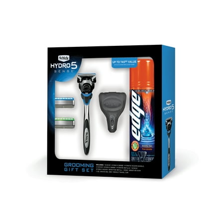 Schick Hydro5 Sense Razor Gift Set with Bonus Edge Shave Gel and Convenient Travel Cap