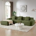 thumbnail image 2 of Leumius 113" L-Shaped Modular Sectional Sofa,Corduroy Fabric Upholstered 3 Seater Couch with Deep Seat and Movable Ottoman,No Assembly,Green, 2 of 10
