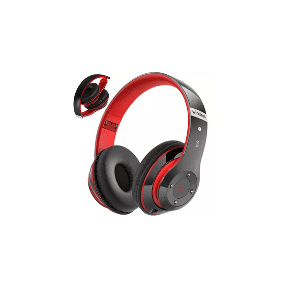 Audifonos Bluetooth Diadema Inalámbrico Y Con Cable Com Mic Negro/Rojo