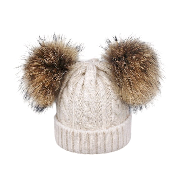 Qarigey Gorro de lana cálido para invierno, suave y cómodo, amplia aplicación para gorro de invierno cálido para niños Sombreros Beige