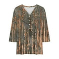 thumbnail image 4 of CYMMPU Tunic Tops 3/4 Sleeve Blouses for Women Dressy Casual Loose Fit V Neck Fall Trendy Shirts Spring Tops Floral Pattern Plus Size T-Shirt Multicolor XXL, 4 of 4