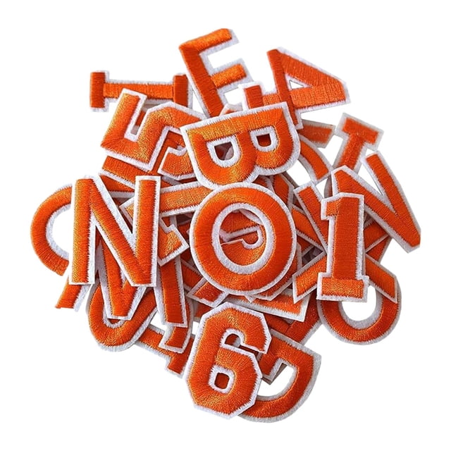 Parches de letras y números perfecl apliques variados para ropa Camisas Bolsos Naranja