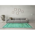 thumbnail image 3 of Ahgly Company Machine Washable Indoor Square Persian Turquoise Blue Traditional Area Rugs, 4' Square, 3 of 4