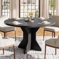 thumbnail image 1 of Round Dining Table for 4-6 People, 120cm Dining Room Table with Wooden Pedestal Base, Dinner Tables, Circle Kitchen Tables for Dining Room, Kitchen, Living Room (Table Only), 1 of 7