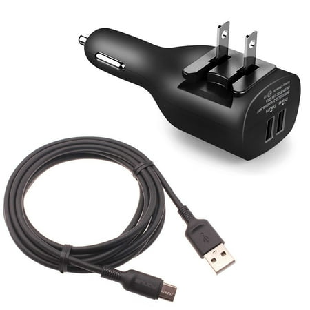 2-in-1 Car Home Charger for Samsung Galaxy S24/Ultra/Plus Phone - 6ft Long USB-C Cable TYPE-C Cord Travel Power Adapter Charging Wire Folding Prongs for Galaxy S24/Ultra/Plus