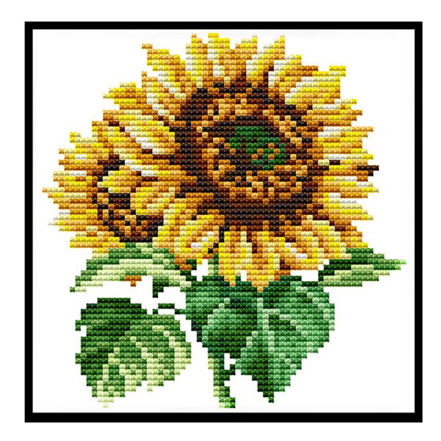 Cuadros Decorativos Bordado de costura de punto de cruz estampado de flores de 14 quilates (H718 Girasol) Ehuebsd embutido en tela