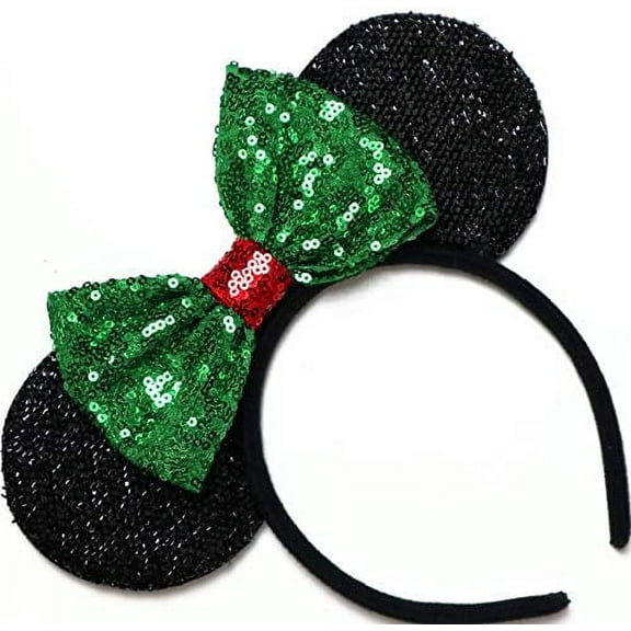 CLGIFT Christmas Mickey Ears, Christmas Minnie Ears, Xmas Mickey Ears, Christmas, Holiday Ears, Mouse Ears, Rainbow