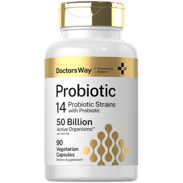 Probiotic Supplement | 50 Billion Active Organisms | 90 Capsules | 14 Strains with Prebiotic | For Men and Women | by Doctor's Way