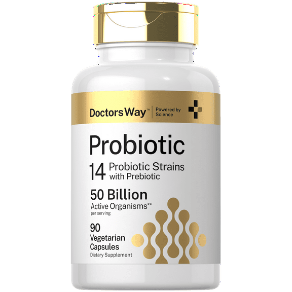 Probiotic Supplement | 50 Billion Active Organisms | 90 Capsules | 14 Strains with Prebiotic | For Men and Women | by Doctor's Way