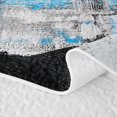 thumbnail image 5 of Erosebridal Contemporary Watercolor Art Quilt King, Black Gray White Blue Ombre King Coverlet Set, Black Reversible 3-Piece 1 Bedspread and 2 Pillowcases, 5 of 7