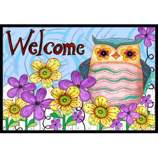 Tapis Intérieur & Extérieur Welcome Hibou, 18 x 27 Po.