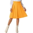 thumbnail image 1 of FALDA MIDI A-LINE PLEATADA CON CINTURÓN PARA MUJERES DE OFICINA INSPIRE CHIC XS AMARILLO, 1 of 6
