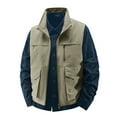 thumbnail image 2 of USNSM Men's Work Vest Solid Color Standing Collar Multiple Pockets Outdoor Utility Vest Photography and Sports Jacket Coat Yellow XXL, 2 of 8