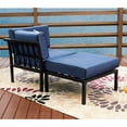 thumbnail image 2 of LOKATSE HOME 2 Piece Outdoor Patio Furniture Loveseat Couch with Corner Sofa and Metal Steel Frame Ottoman, Blue, 2 of 9