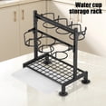 thumbnail image 1 of Water Bottle Storage Rack with Drip Tray Strong Load-bearing Rustproof Easy Assembly 2 Tier Water Bottle Kitchen Organizer, 1 of 8