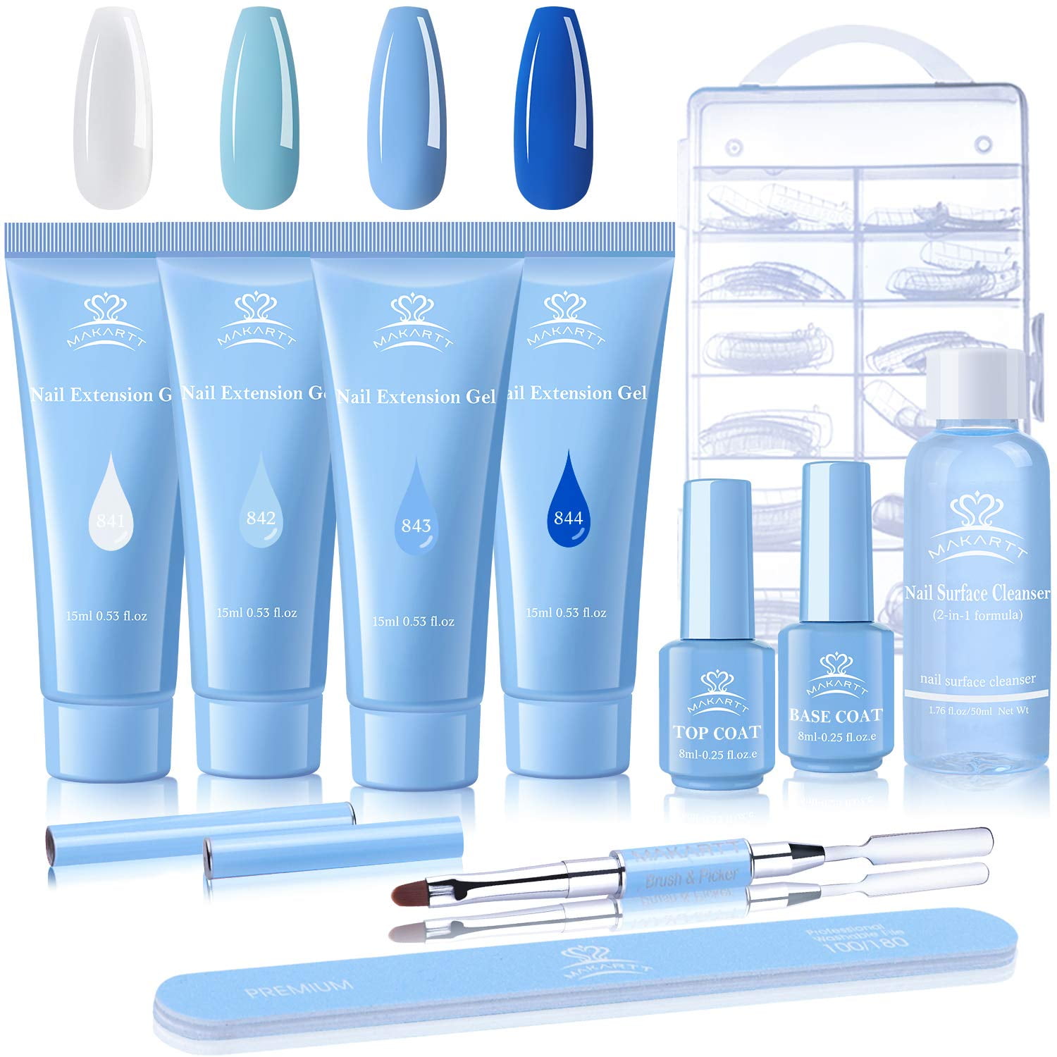 Makartt Poly Nail Extension Gel Kit, Blue Nail Builder Gel Enhancement