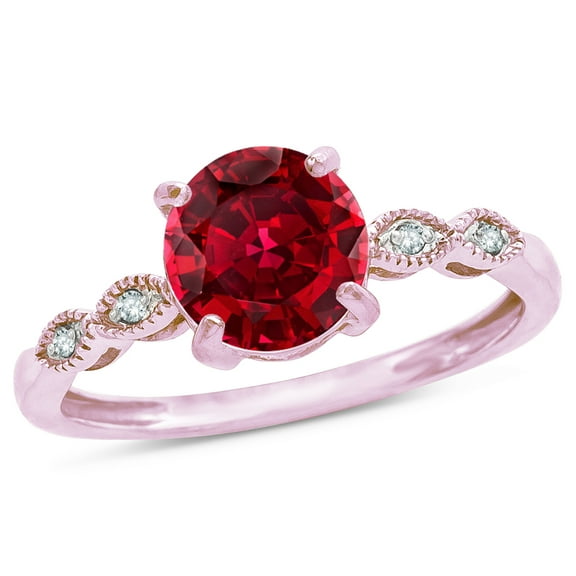 Star K� Round 7mm Created Ruby Vintage Antique Look Engagement Promise Ring