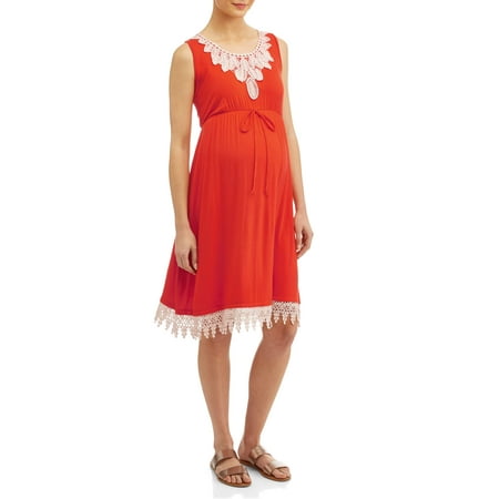 Modest Maternity Dress - Liz Lange Maternity Swing Dress with Crochet Detail