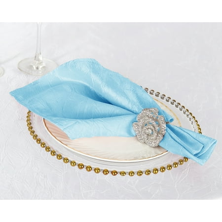 

Wedding Linens Inc. (10pcs) 20 x 20 Crushed Crinkle Taffeta Napkins - Baby Blue