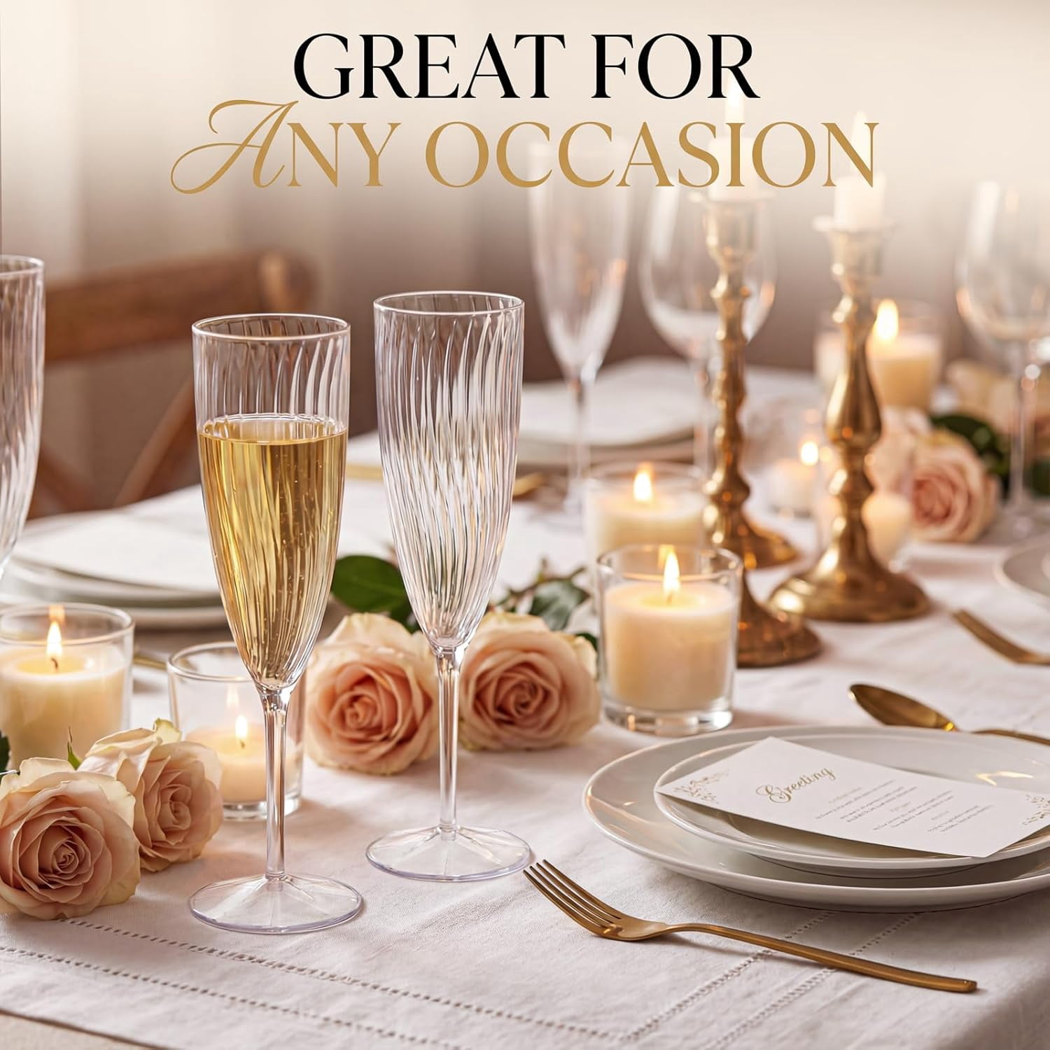 38PCS Clear Champagne Flutes Plastic - 6 OZ Clear Disposable Champagne Flutes Party Supplies for Wedding/Birthday/Parties