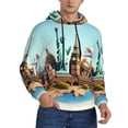 thumbnail image 2 of Pofeuu Iconic Global Landmarks Print Mens Casual Hooded Collar Drawstring Hoodies Pullover Sweatshirts Casual Long Sleeve Shirts-Medium, 2 of 7