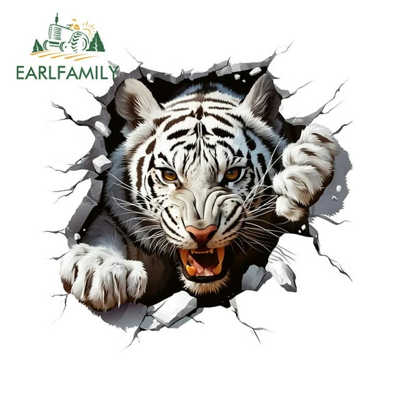 EARLFAMILY 5.1 Inch Tiger Tear Cartoon Car Stickers Motorcycle Helmet Refrigerator Waterproof JDM Vinyl Decals Scratch-Proof Car Door Protector