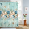 Bathroom Shower Curtain Watercolor Ocean Theme Starfish Shell ...