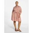 thumbnail image 2 of Terra & Sky Women's Plus Size Tiered Shirt Dress with Long Sleeves, Sizes 0X-5X, 2 of 5