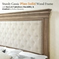 thumbnail image 6 of Merluxy 68.1" H Queen Size Bed Frame with Upholstered Headboard, Solid Wood Mid-Century Platform Bed, Architectural Design, Light Oak, 6 of 7