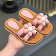 thumbnail image 3 of Toddler Girls Sandals Cute Flower Square Open Toe Slip on Flat Shoes Dress Summer Casual Slides Footwear Pink 5.5 Toddler, 3 of 5