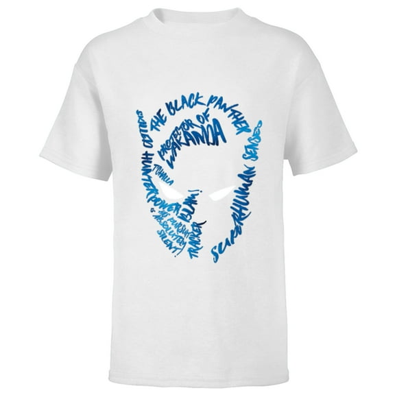 Marvel Black Panther Silhouette Mask - Short Sleeve T-Shirt for Kids - Customized-White