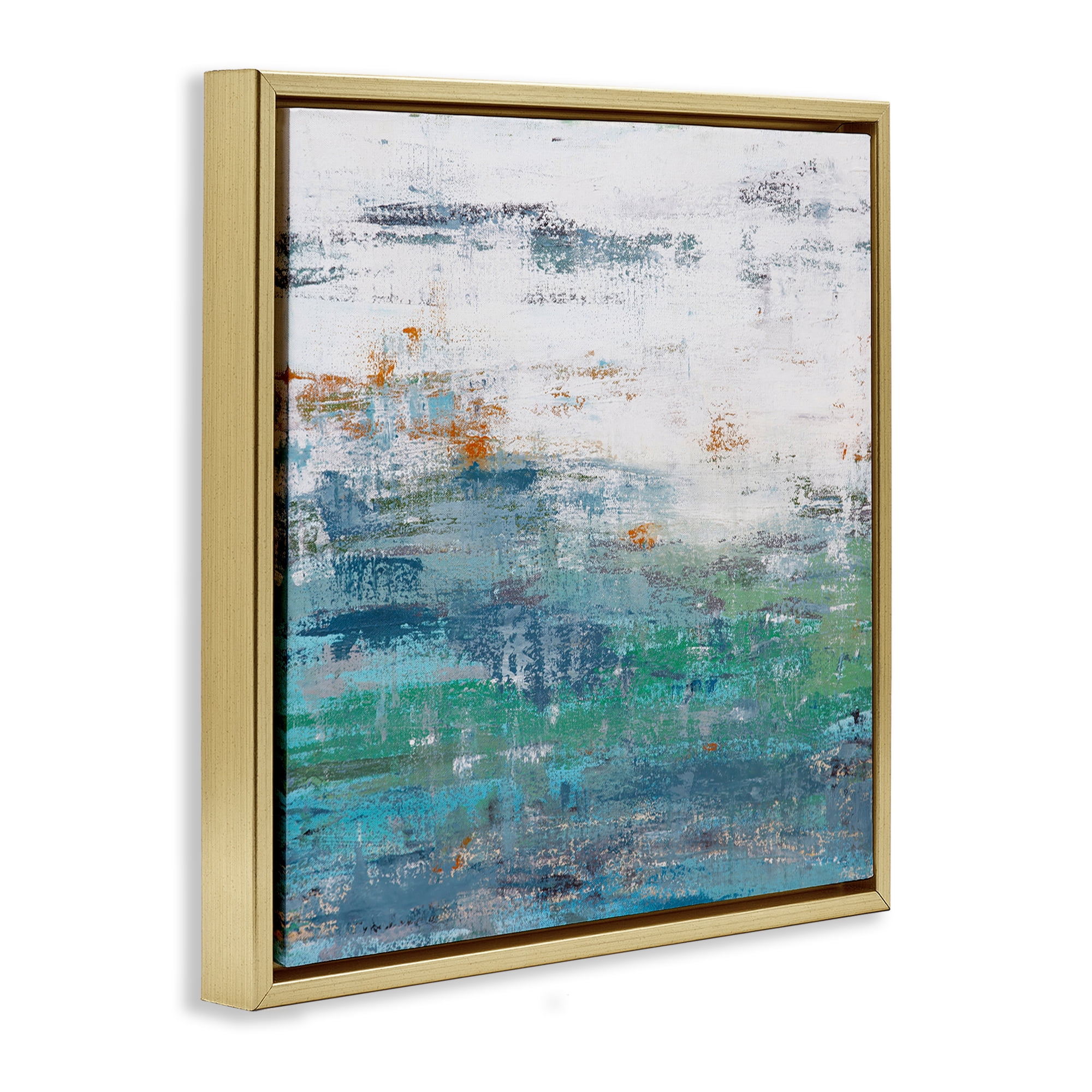 Stupell Industries Distressed Paint Gradient Abstract Painting Gold Floater Framed Canvas Art Print Wall Art, 25 x 25