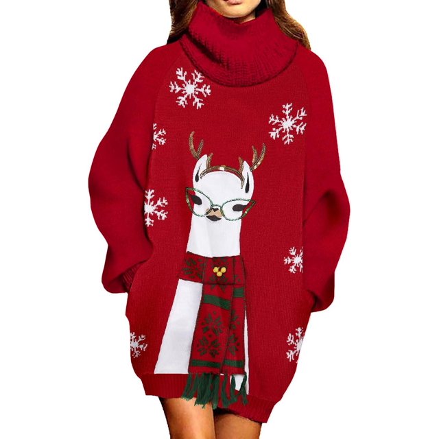 LAICAIW Women's Loose Turtleneck Oversize Long Pullover Sweater Dress
