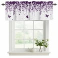 thumbnail image 2 of Purple Spring Botanical Valances for Windows, Decorative Rod Pocket Window Valance Curtains, Weeping Eucalyptus Butterfly Short Curtain Drapes for Kitchen/Living Room, 2 Panels, 54" W x 18" L, 2 of 8