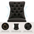 thumbnail image 3 of ODUSE-DAILY Black Linen Dining Chairs Set of 2, Kitchen & Dining Room Chairs, Nailheads Tufted Chair, Sillas De Comedor, Fabric Upholstered, Wood Legs (Black, 2 Pcs), 3 of 12